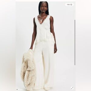 Free People Nigel Preston Lace Wrap Soho Bridal Wedding Top & Wide Leg Pants Set